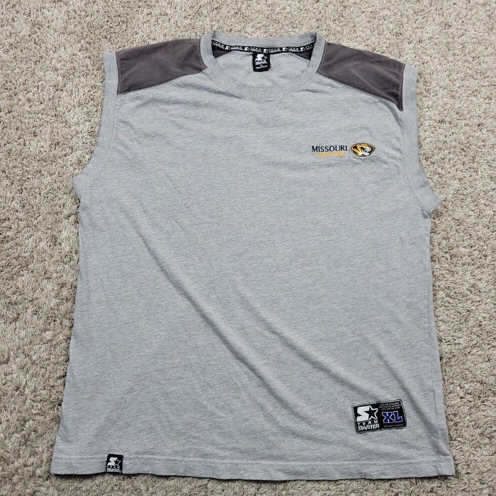 Vintage Mizzou Tigers T Shirt Adult XL Gray TeamStarter Sleeveless Crew Tank